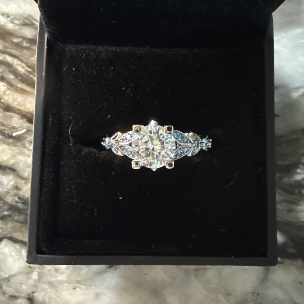 Jeulia Butterfly Round Cut Sterling Silver Ring Sz 10.5